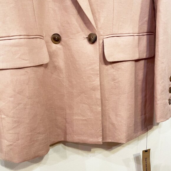 New Reformation Verano 100% Linen Blazer Dusty Pink Medium $248 - Picture 5 of 9
